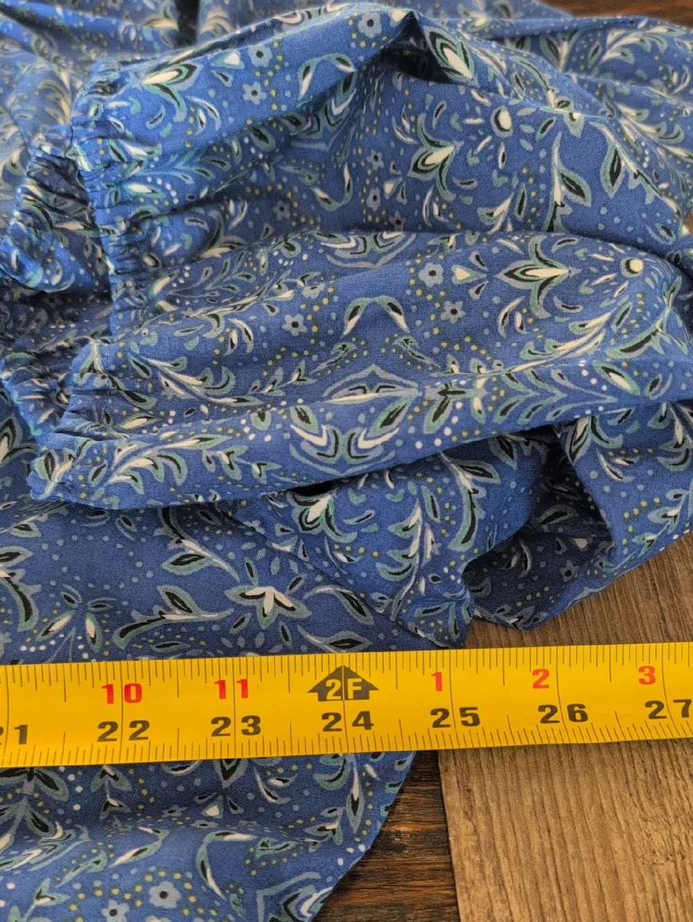 Boho Blue Cotton Floral Midi Dress Balloon Sleeve Cottagecore Romantic 2X - Picture 16 of 16